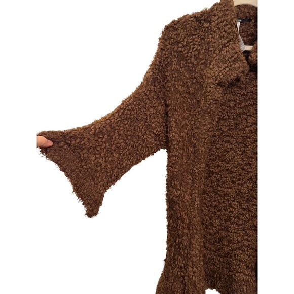 Kensie Open Front Womens Medium Brown Textured Boucle Cardigan Jacket - Picture 5 of 5